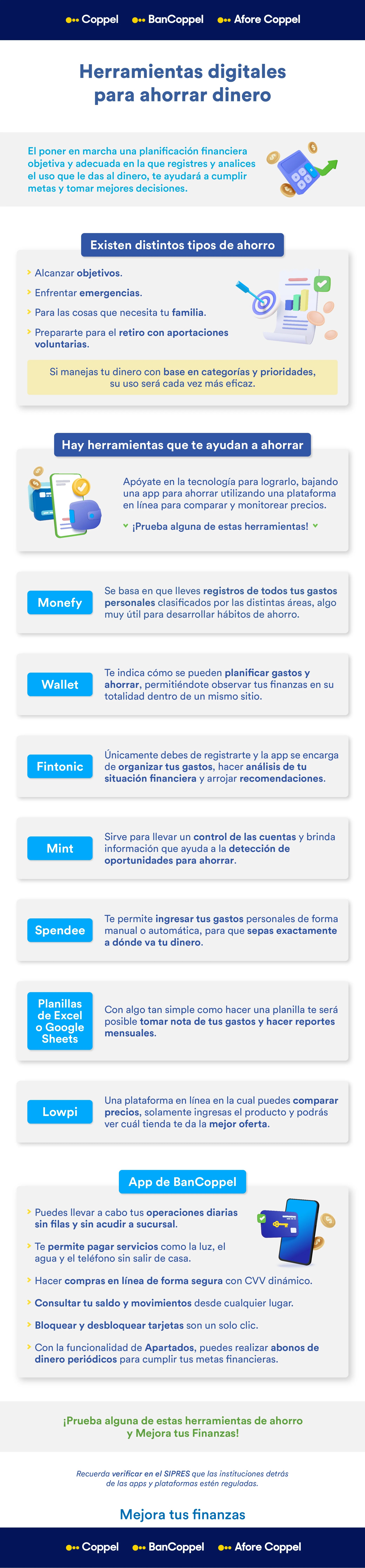 infografia herramientas digitales para ahorrar dinero