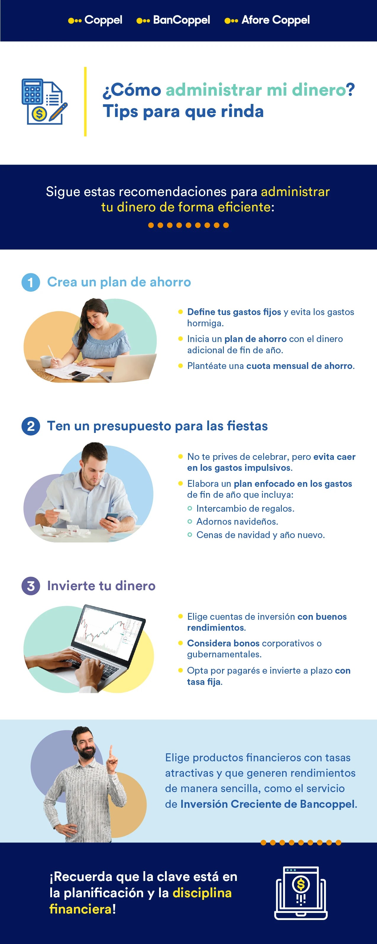 Infografía sobre cómo administrar el dinero
