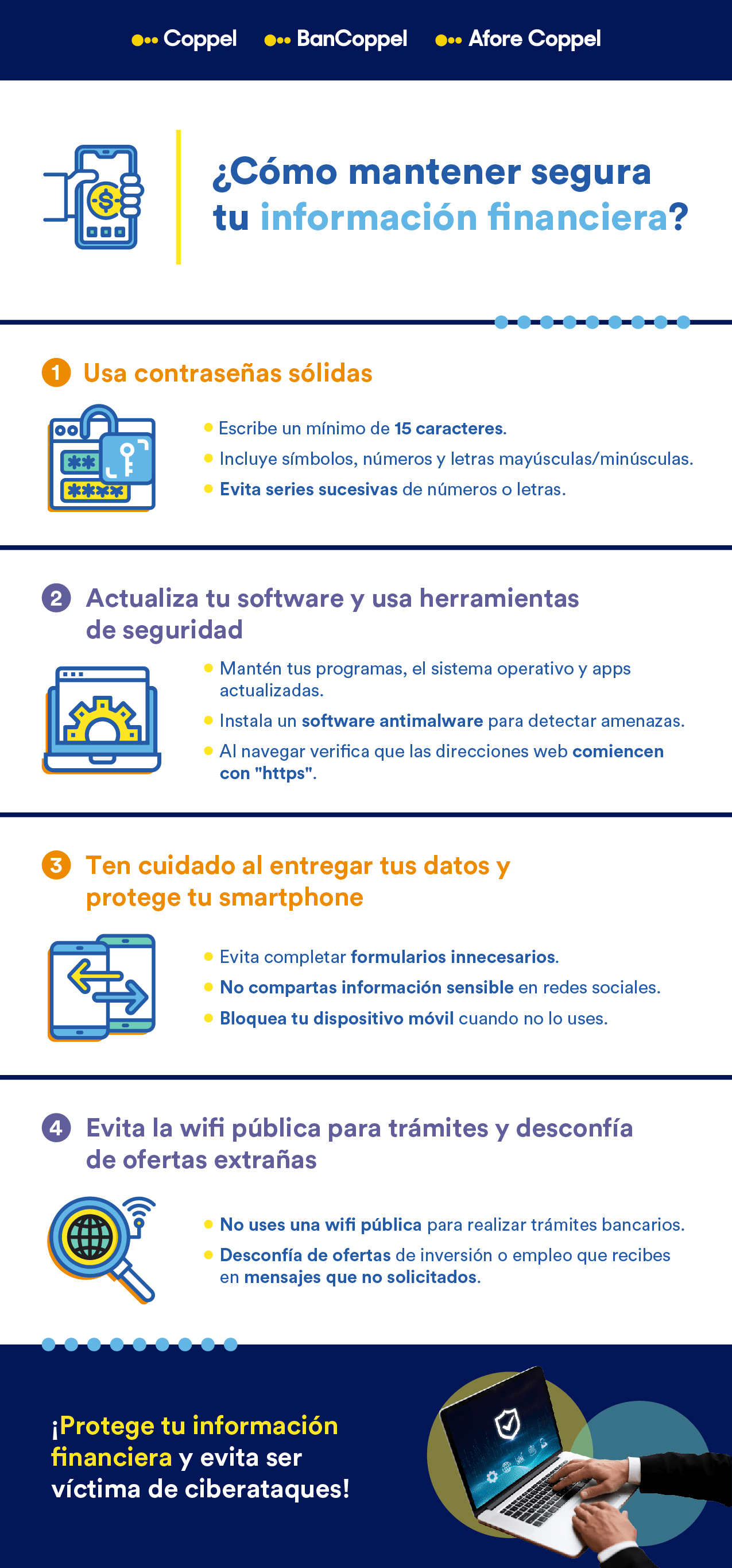 Infografía sobre cómo mantener segura la información financiera