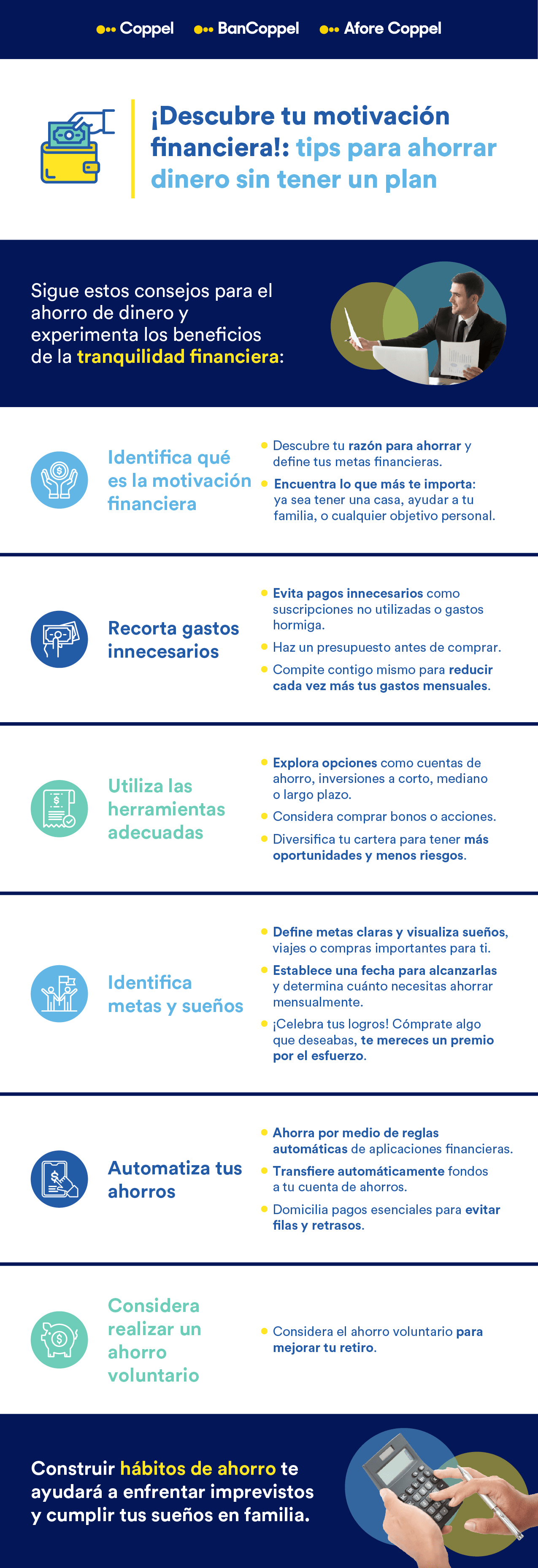 Infografía con tips para ahorrar dinero
