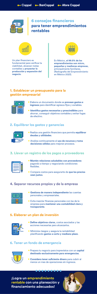infografia con consejos financieros para emprendimientos