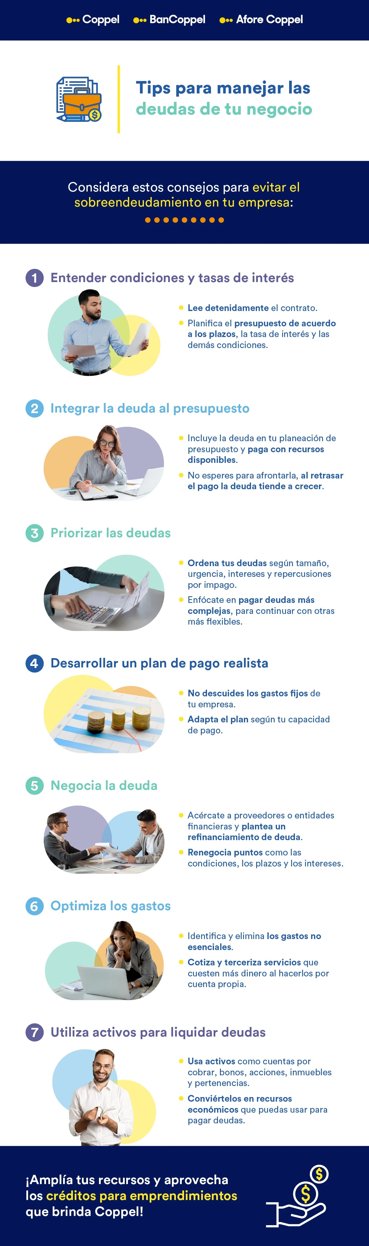 Infografía con tips para manejar las deudas de tu negocio