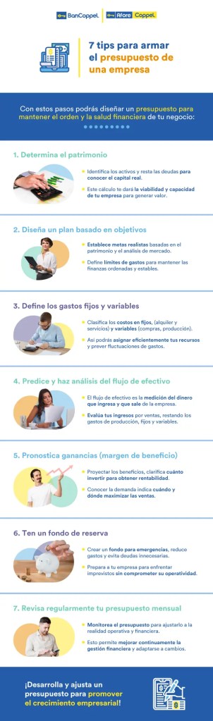 Infografía con tips para armar un presupuesto de una empresa.