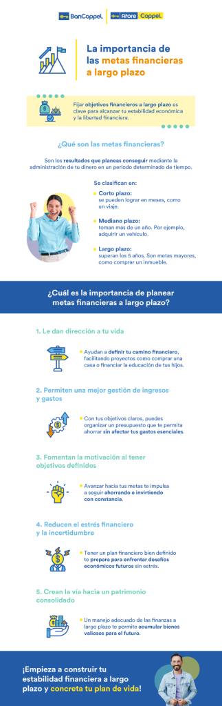 Infografía sobre la importancia de tener metas financieras a largo plazo