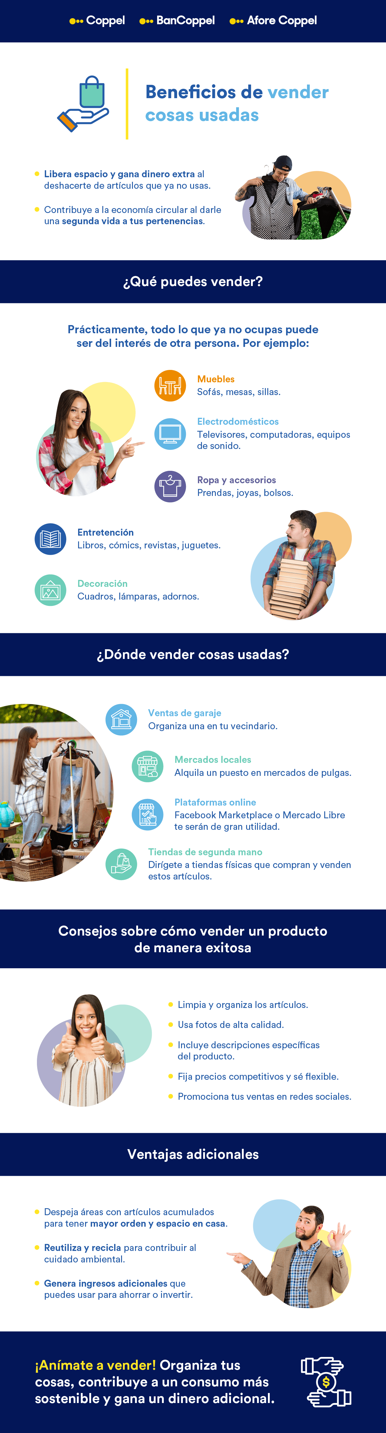 Infografía con los beneficios de vender cosas usadas 