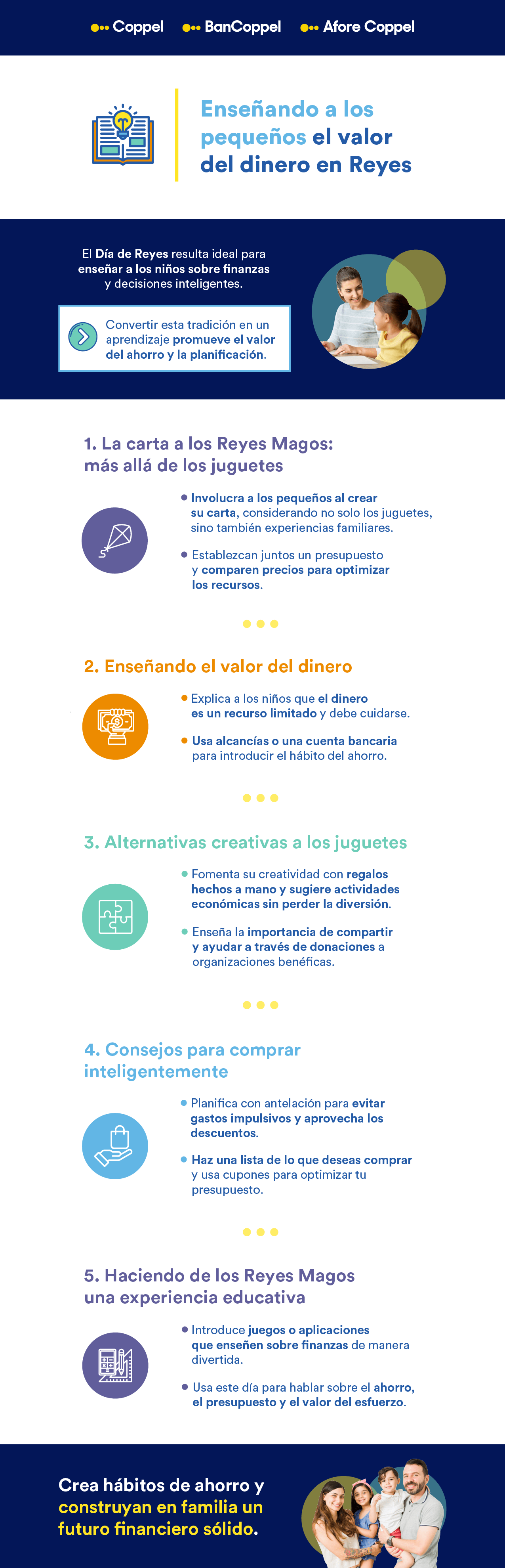 Infografía con consejos para enseñar al valor del dinero a los niños