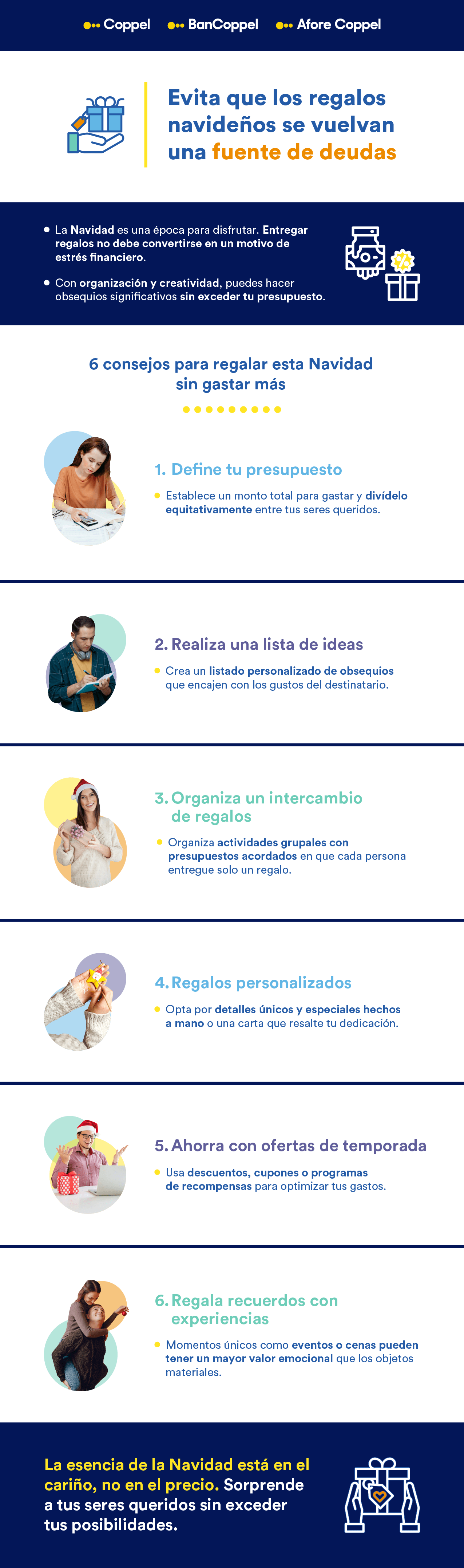 Infografía con consejos para hacer regalos en navidad sin gastar más
