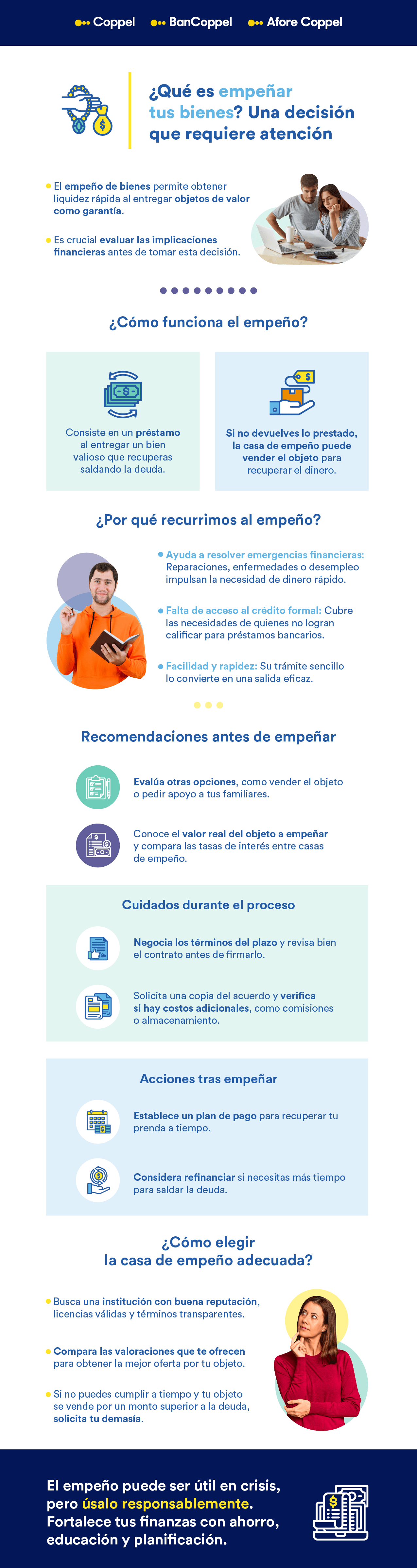 Infografía que explica cómo empeñar y recomendaciones