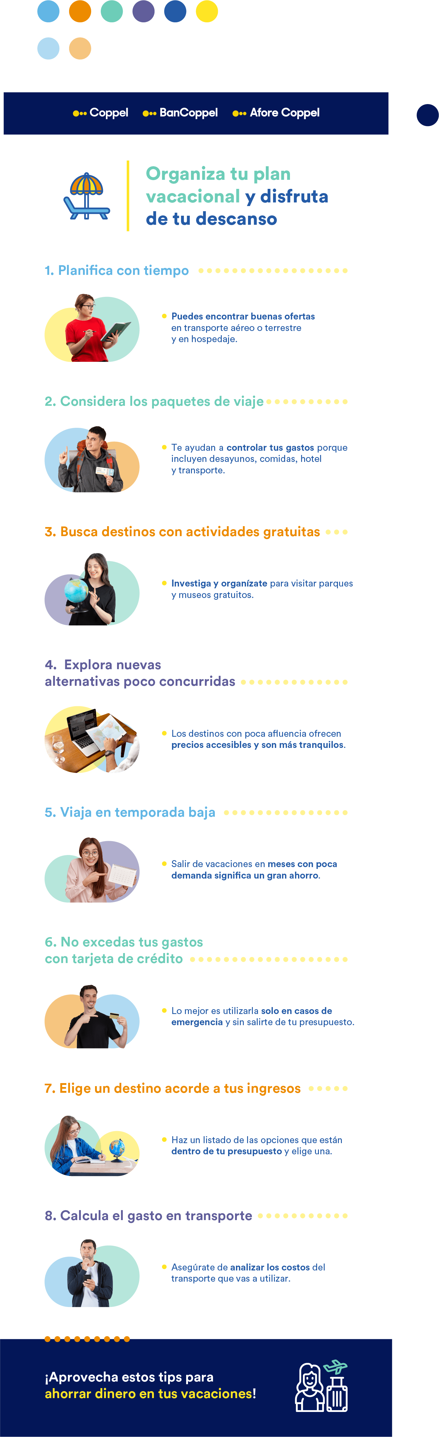 Infografía con consejos para organizar el plan vacacional