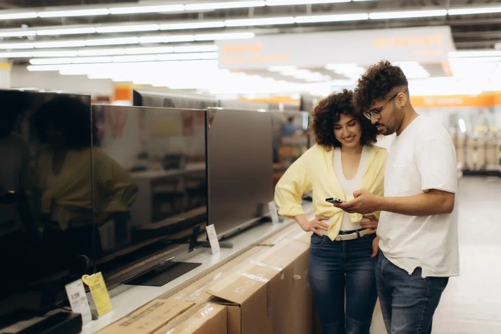 pareja revisando su plan de compras