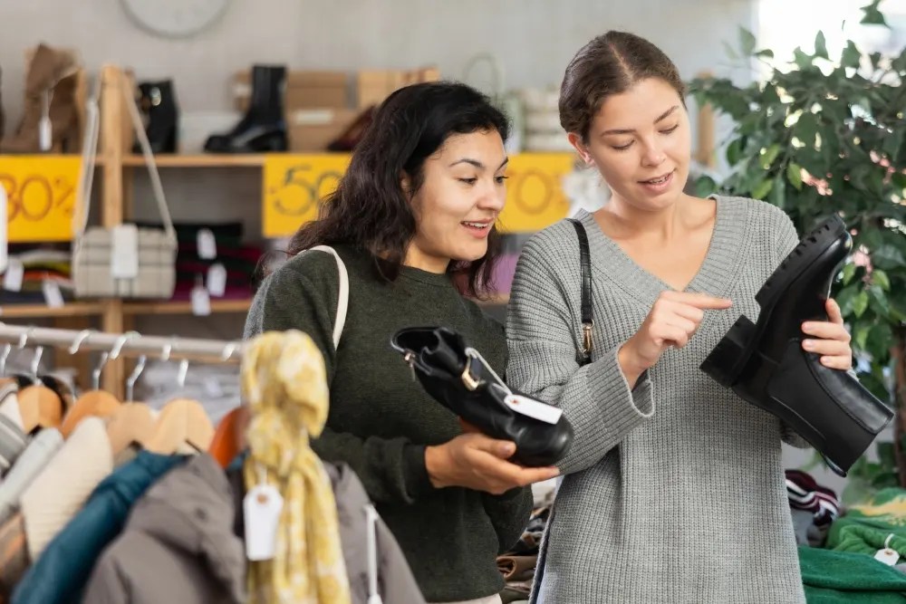 Mujeres de compras en temporada de ofertas